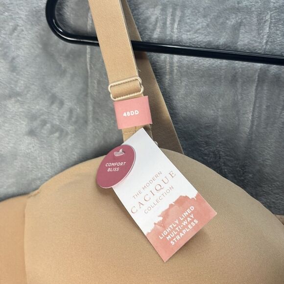 NWT New Cacique Tan Lightly Lined Multi Way Strapless Underwire Bra Size 48DD - Picture 2 of 8